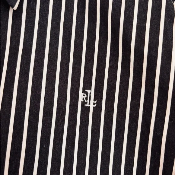 Ralph Lauren Navy and White Striped Button Shirt - Picture 3 of 5